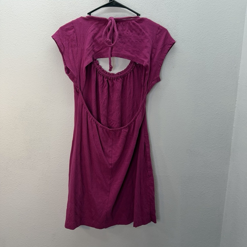 Free People Vivi Mini Dress Pink S Halter Open Back Pockets Cover Up Beach - Picture 7 of 7